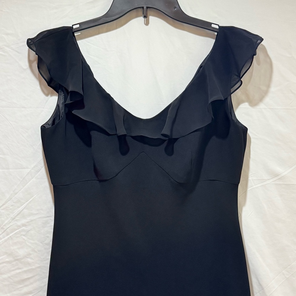 Jones Wear Black Ruffle-Trim V-Neck Midi Dress - Picture 2 of 16